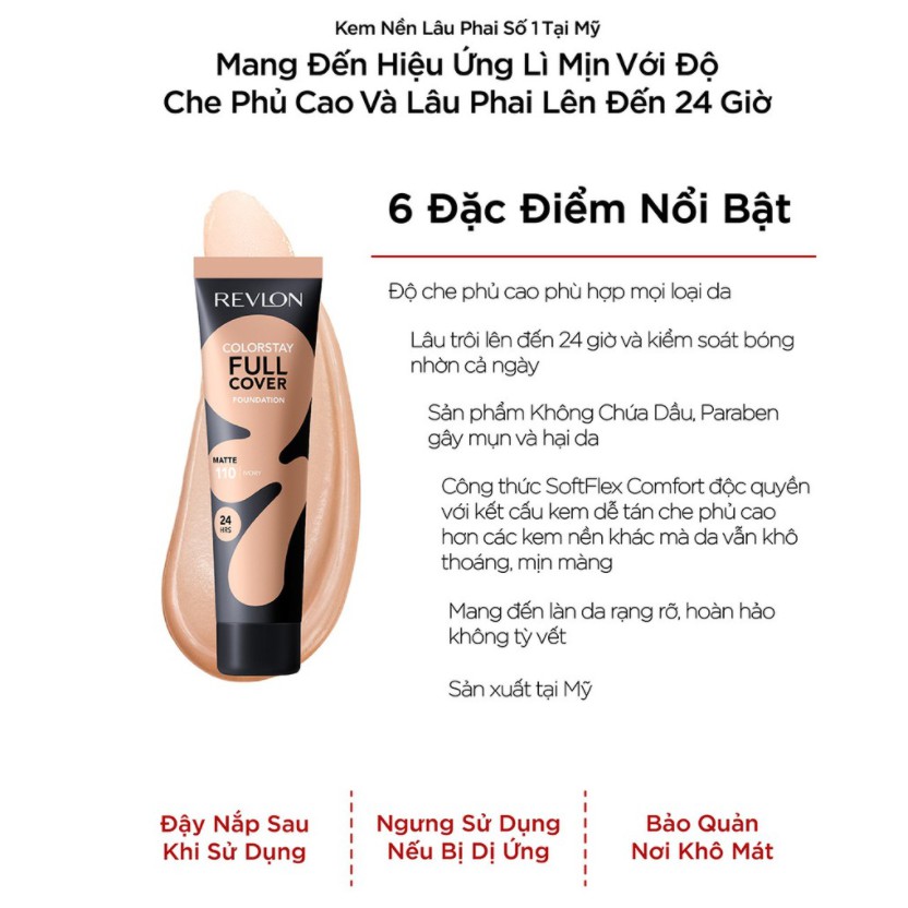 Kem nền lâu phai toàn diện Revlon ColorStay Full Cover 24h 30ml