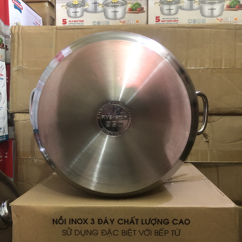 Nồi inox - GiaDungDrb, nồi luộc gà 3 đáy đk 30cm fivestar chính hãng