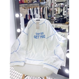 Áo sweater chỉ nổi chữ thêu phong cách unisex nam nữ dáng rộng