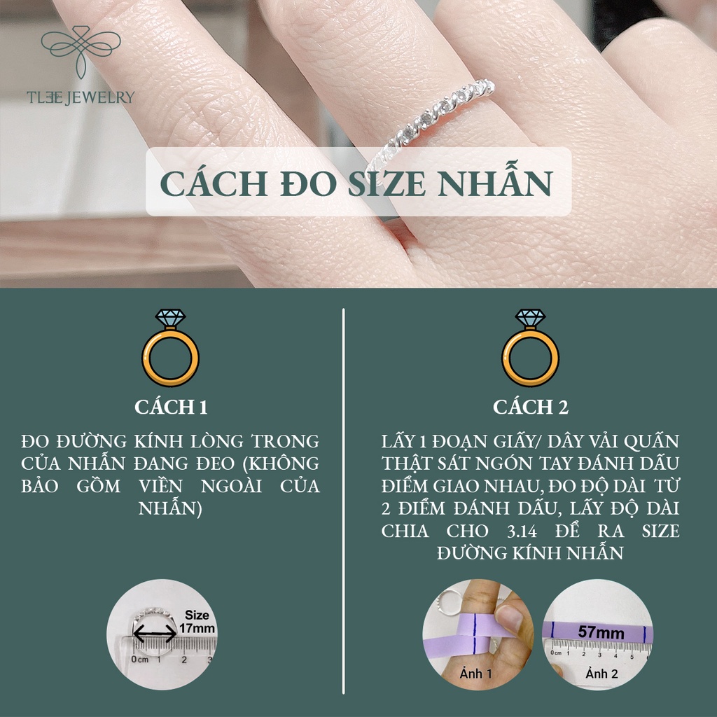 Nhẫn bạc nữ TLEE nạm đá viền bao xoắn cá tính NCJ A0166
