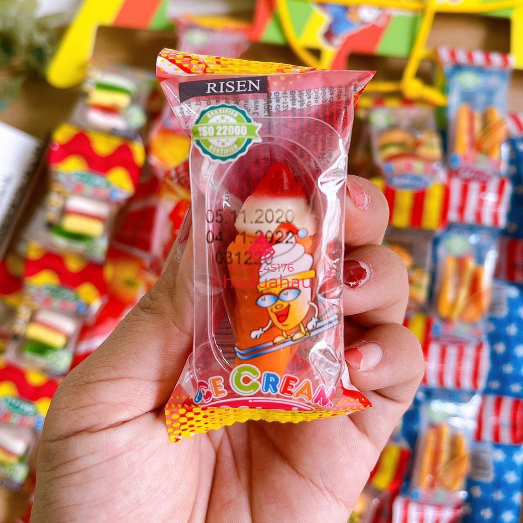 Lẻ một viên kẹo dẻo Risen hình burger/ hotdog/ que kem/ sanwich viên 10g