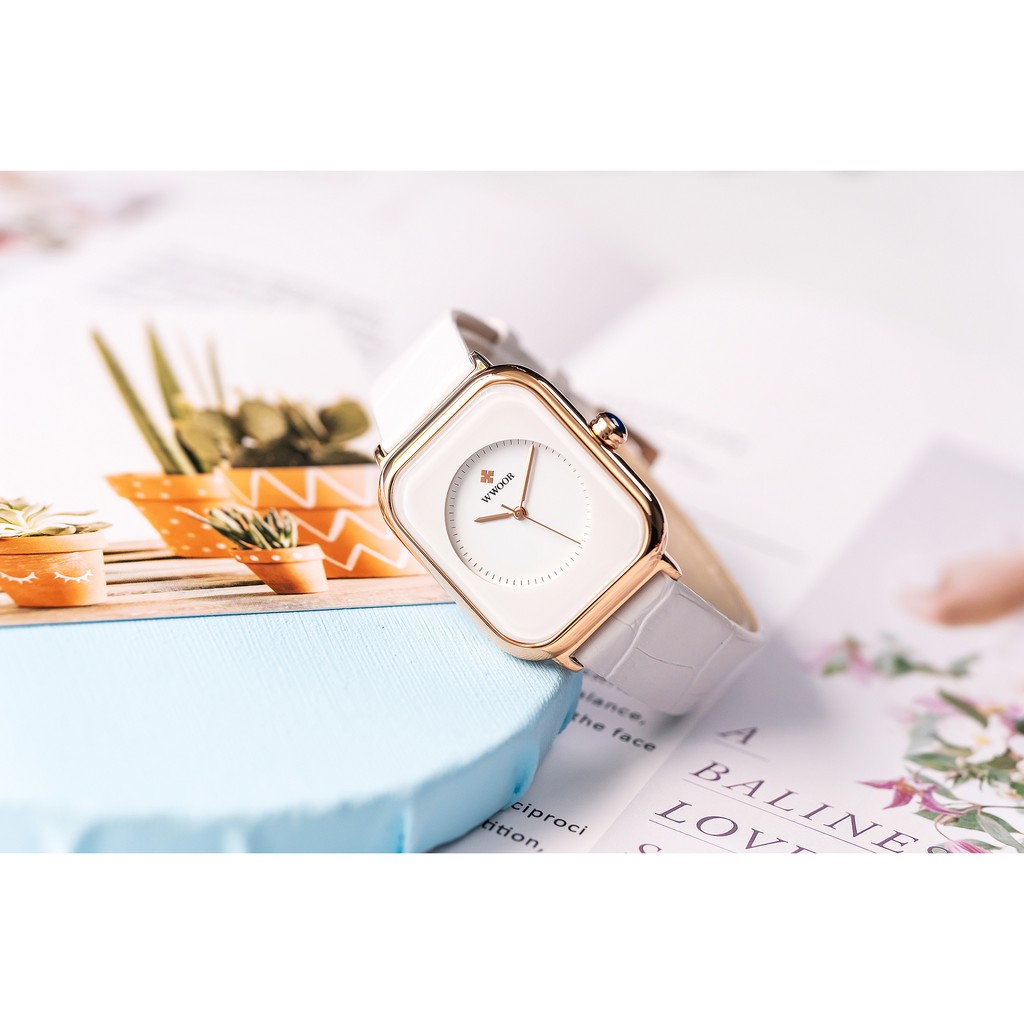 WWOOR  Đồng hồ dây da chống thấm nước thời trang nữ  8873P
