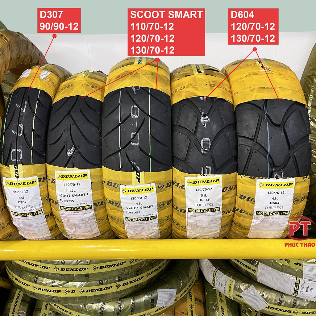 Vỏ Dunlop xe ga SH Airblade Vario Lead SH Mode Vespa GTS Primavera Sprint. Dunlop D115 - D307 - D604 - K330 - SCOOTSMART