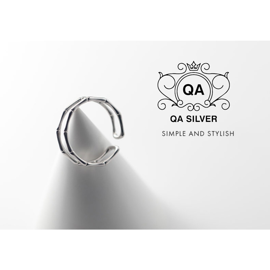 Nhẫn bạc 2 tầng nữ đốt trúc tối giản S925 LAYER Silver Ring QA SILVER RI220403