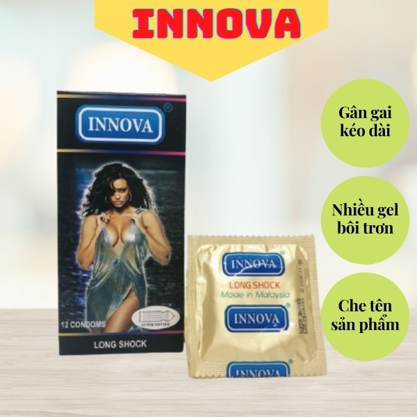 Bao Cao Su INNOVA / bao cao su Kéo Dài Thời Gian Quan Hệ, Gân Gai Đen Xuất Xứ Malaysia / bcs Hộp 12 cái