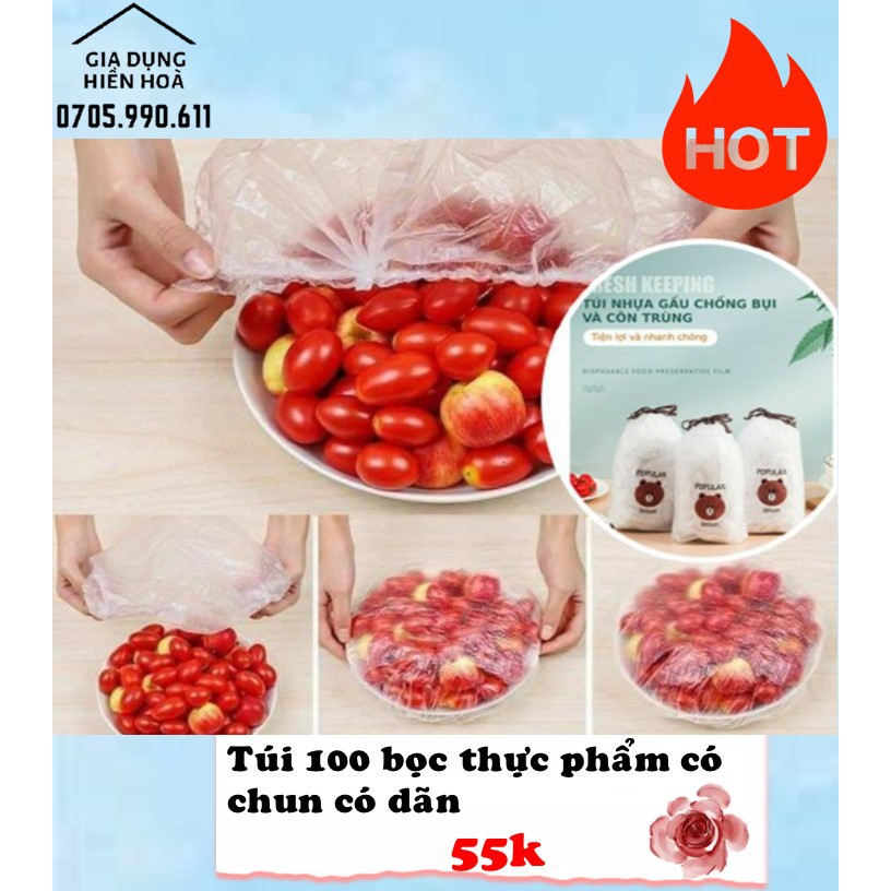 SET 100 MÀNG BỌC THỰC PHẨM, BỌC THỨC ĂN CÓ CHUN CO DÃN TIỆN LỢI [hot hot ]nhận sỉ toàn quốc