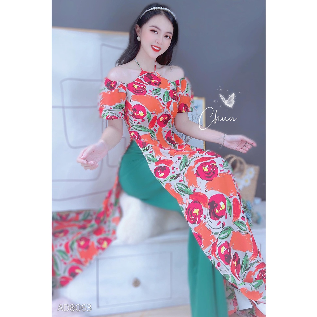 Áo dài cách tân nữ kiểu cổ yếm trễ vai quyến rũ CHUU AD8063 - không kèm quần