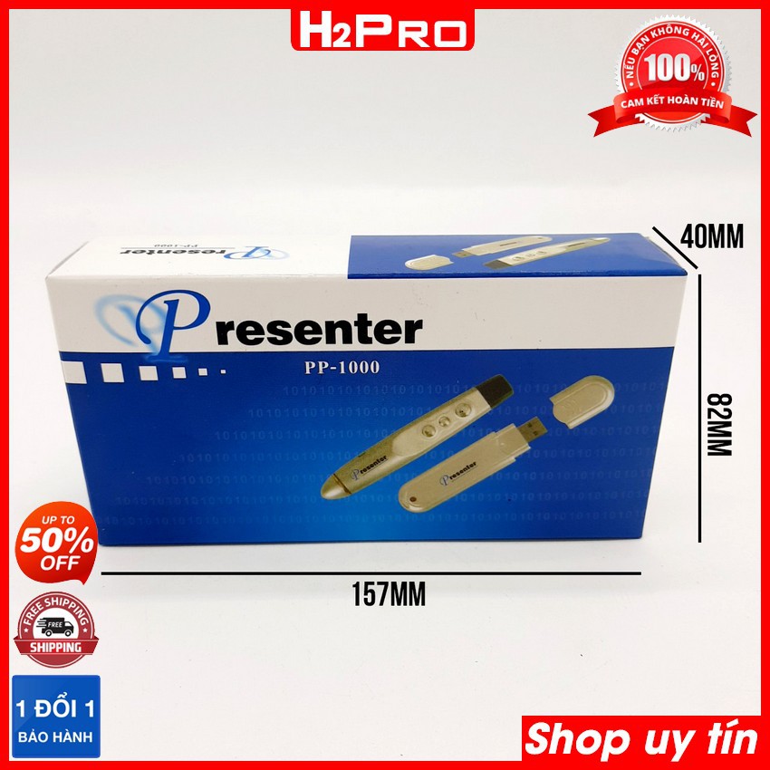Bút trình chiếu laser PP1000 H2PRO, bút chỉ slide cho giáo viên (tặng bao da và pin)