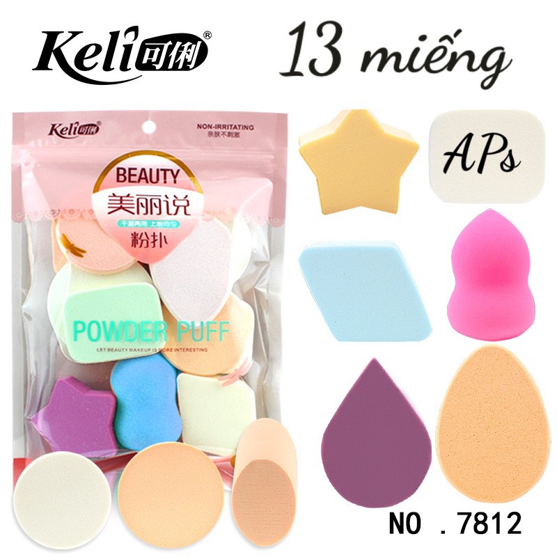 Set 13 bông mút trang điểm Keli