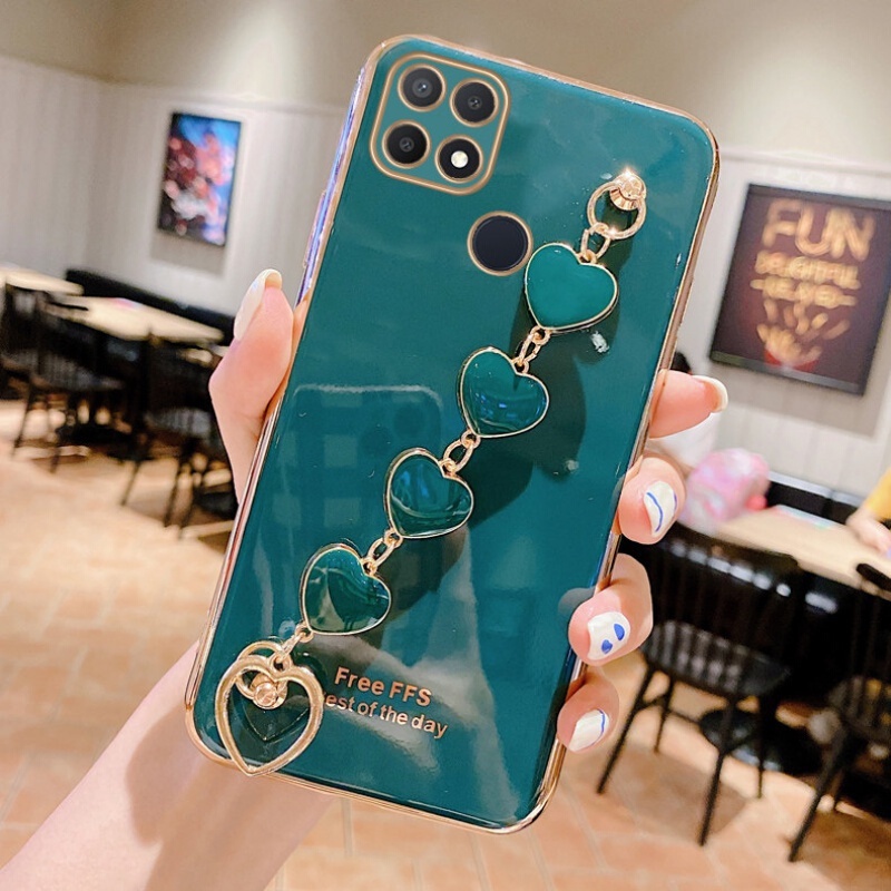Ốp Điện Thoại Silicon Có Dây Đeo Hình Trái Tim Cho Realme C11 2020 C11 2021 C12 C15 C25 C25S C21Y C25Y C35 C17