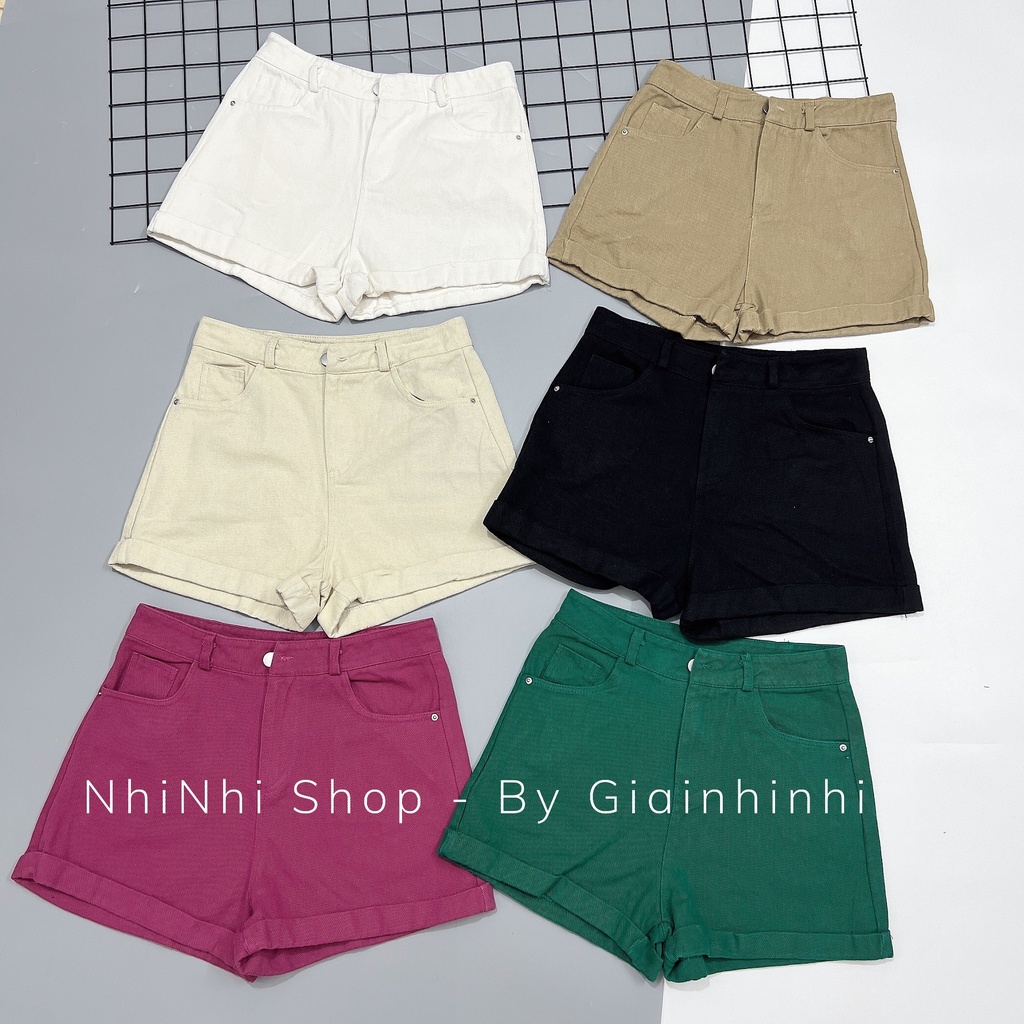 Xả hàng - Quần short bò trơn gập gấu, Quần đùi jean trơn đơn giản QS751 - NhiNhi Shop