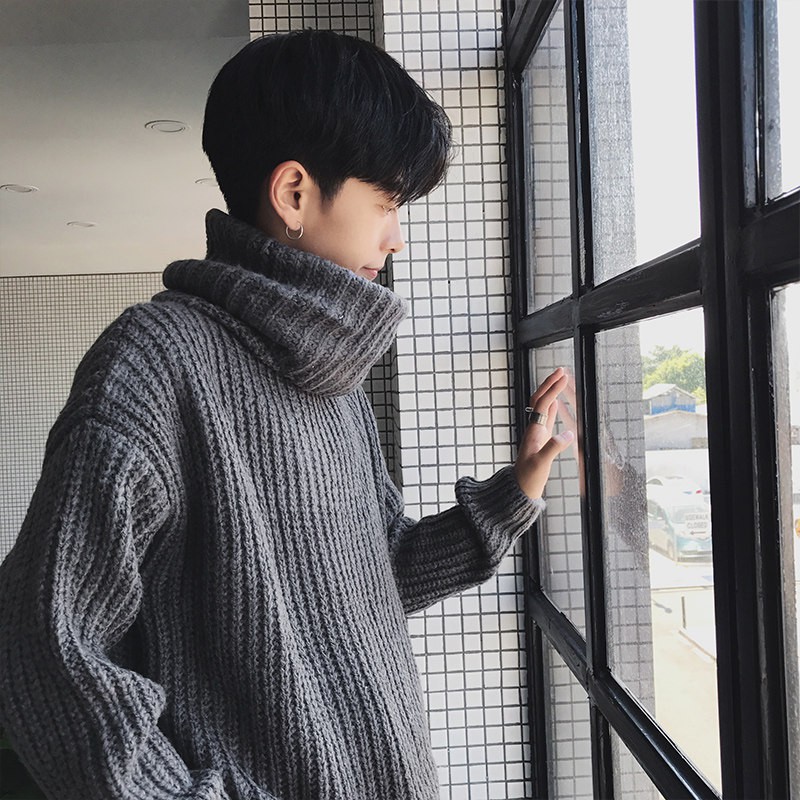 Áo Sweater Dệt Kim Dày Dáng Rộng Cổ Lọ Kiểu Hàn Quốc Thời Trang Mùa Đông Cho Nam | BigBuy360 - bigbuy360.vn