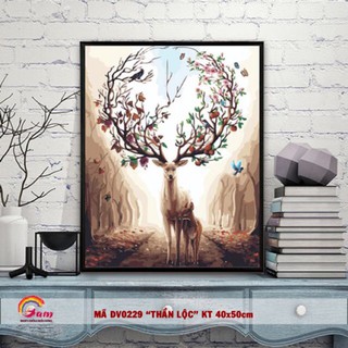 Tranh số hóa tự tô màu theo số Tranh hươu nai tuần lộc Hươu sừng hoa cầu may mắn phát tài mã DV0229 - HaLa Store