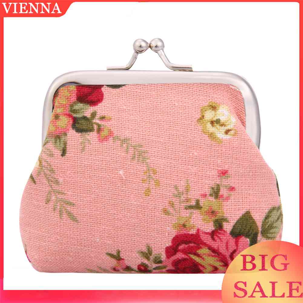 Ví Nữ Vải Canvas In Hoa Phong Cách Vintage Đáng Yêu
