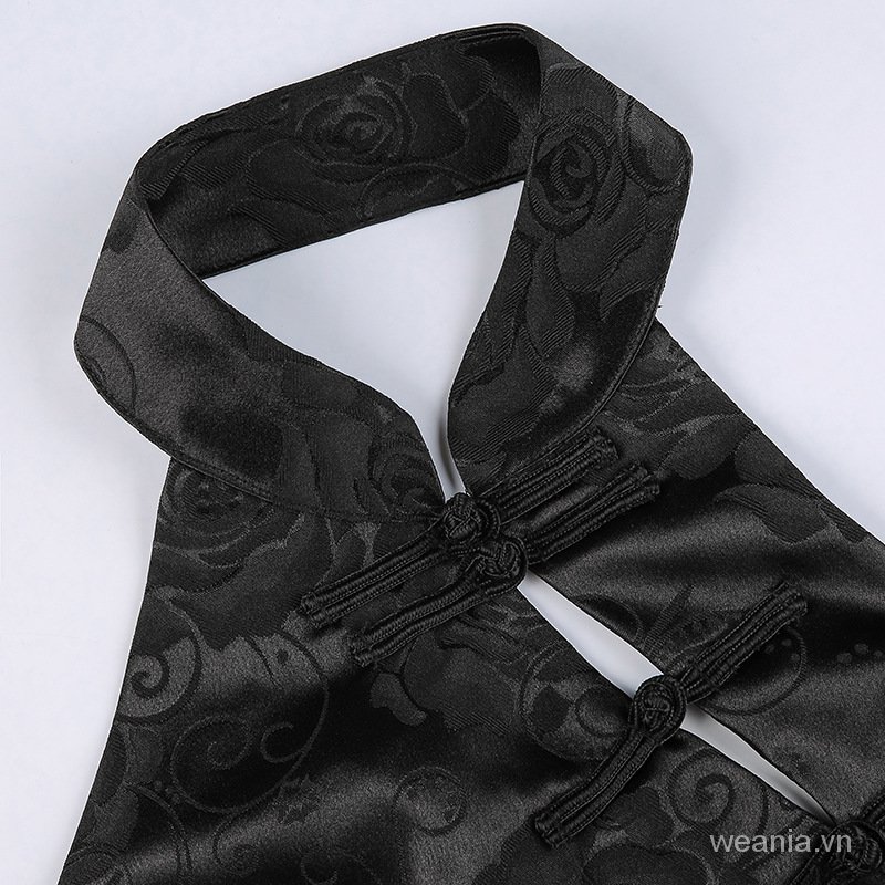 Áo Tank Top Hở Lưng Thêu Hoa Hồng Phong Cách Trung Hoa