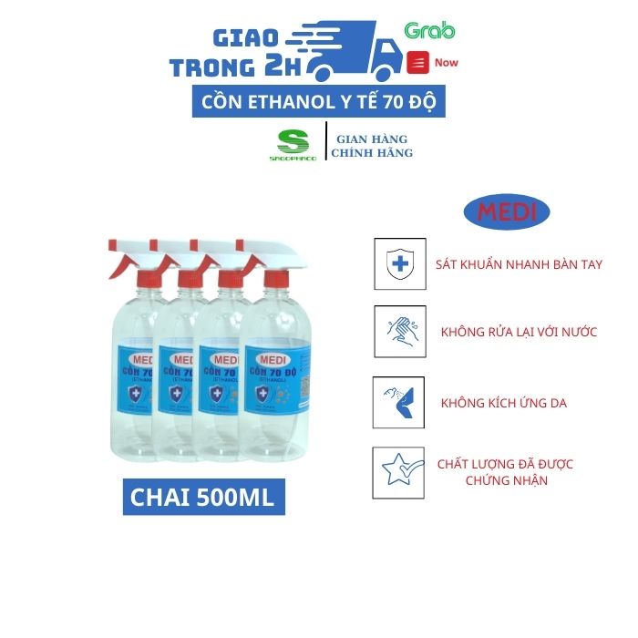 dung dịch sát khuẩn cồn y tế rửa tay MeDi chai xịt 500ml 70 độ 90 độ sát khuẩn hằng ngày không kích ứng da