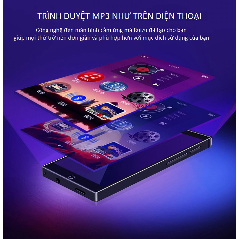 Máy Nghe Nhạc Lossless MP3 MP4 Bluetooth Màn Hình Cảm Ứng 4 inch Ruizu H1 (Hỗ Trợ Tiếng Việt) Tặng K