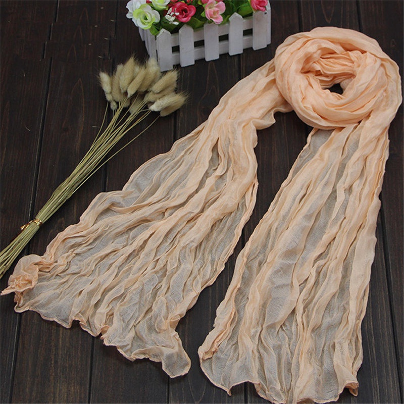 Khăn Choàng Cổ Dài Vải Lanh Cotton Mỏng Mềm Mại Màu Kẹo Ngọt Thời Trang Mùa Đông Cho Nữ
