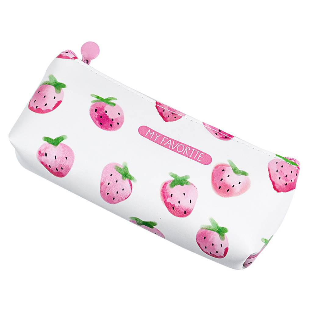 Bóp Viết Da PU Hình Trái Dâu Phối Khóa Kéo Xinh Xắn Cho Bé