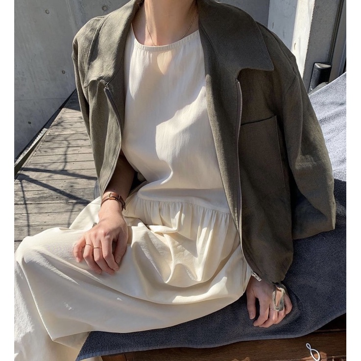 Áo khoác Linen kéo khoá