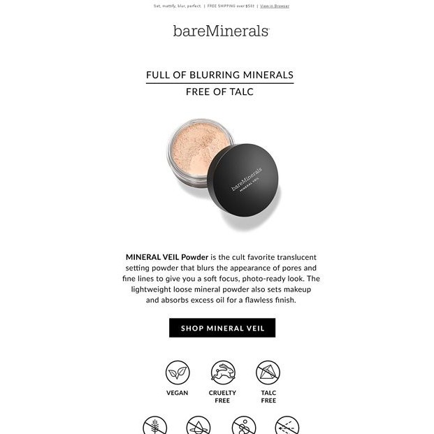 bareMinerals  Phấn phủ khoáng dạng bột Mineral Veil Talc Free Setting Powder