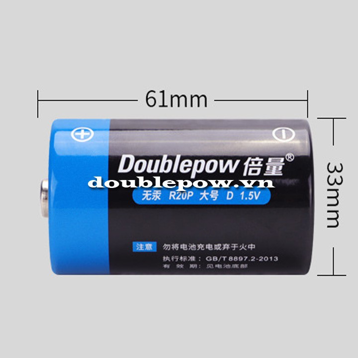 [Bộ 2 viên] Pin khô size D pin đại Doublepow hàng chính hãng dùng cho bếp gas, đài, đèn, đồng hồ cây