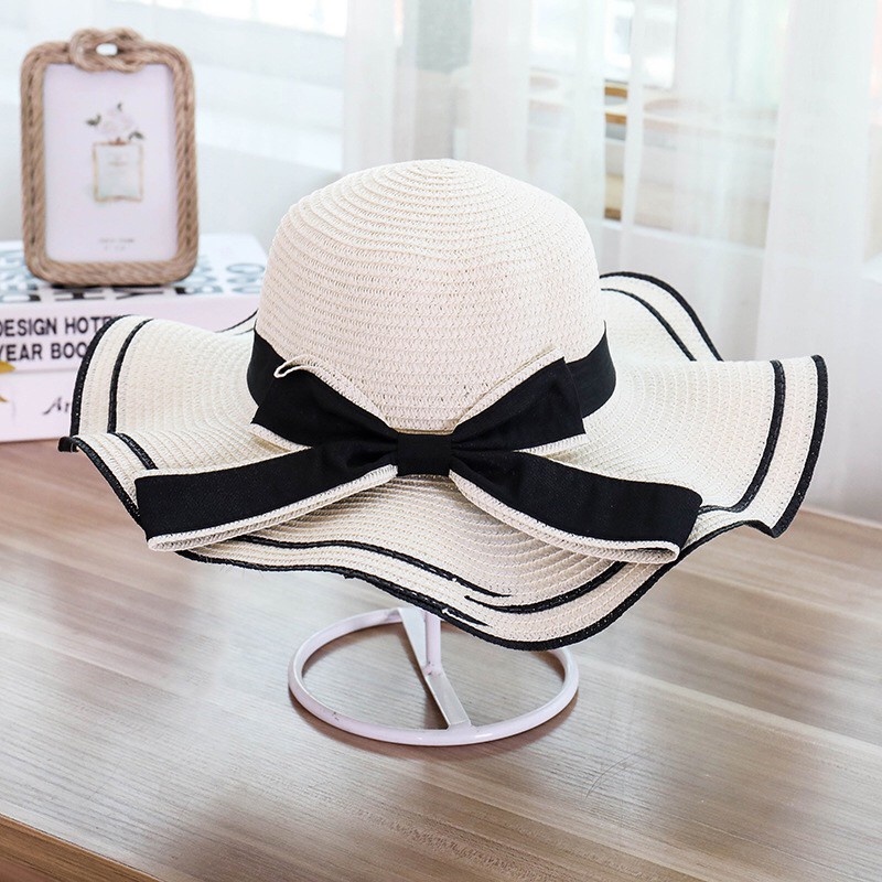 Nón Cói Đi Biển Chống Nắng Đính Nơ Xinh Xắn Cho Bé Gái