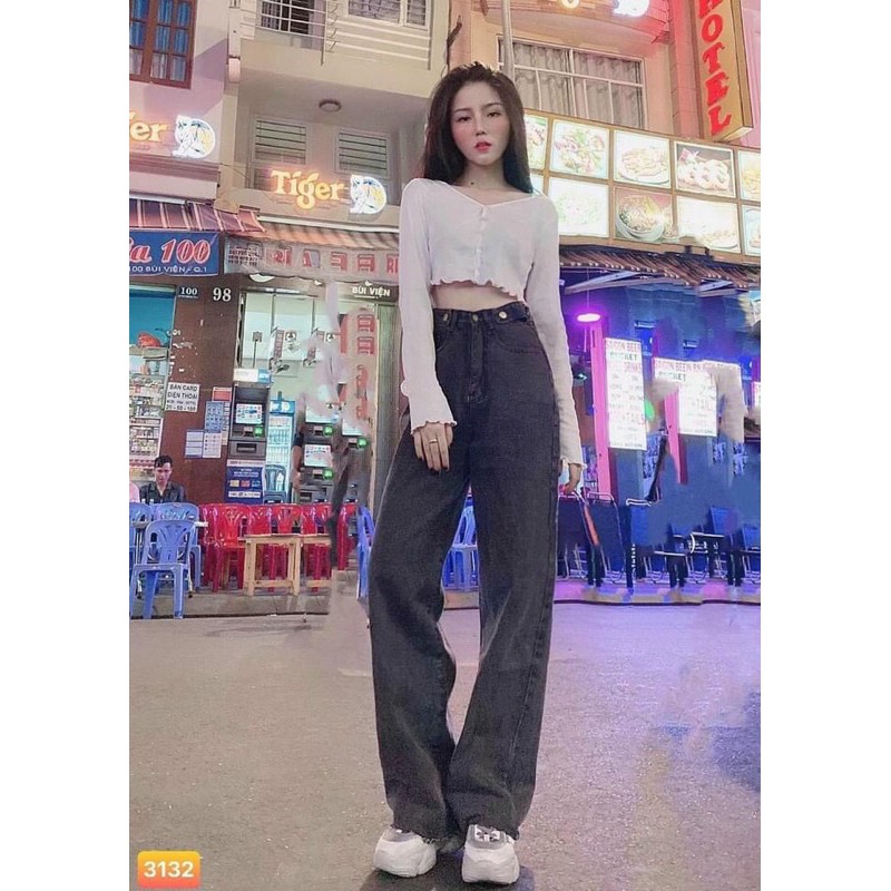 quần jeen xuông cạp cao