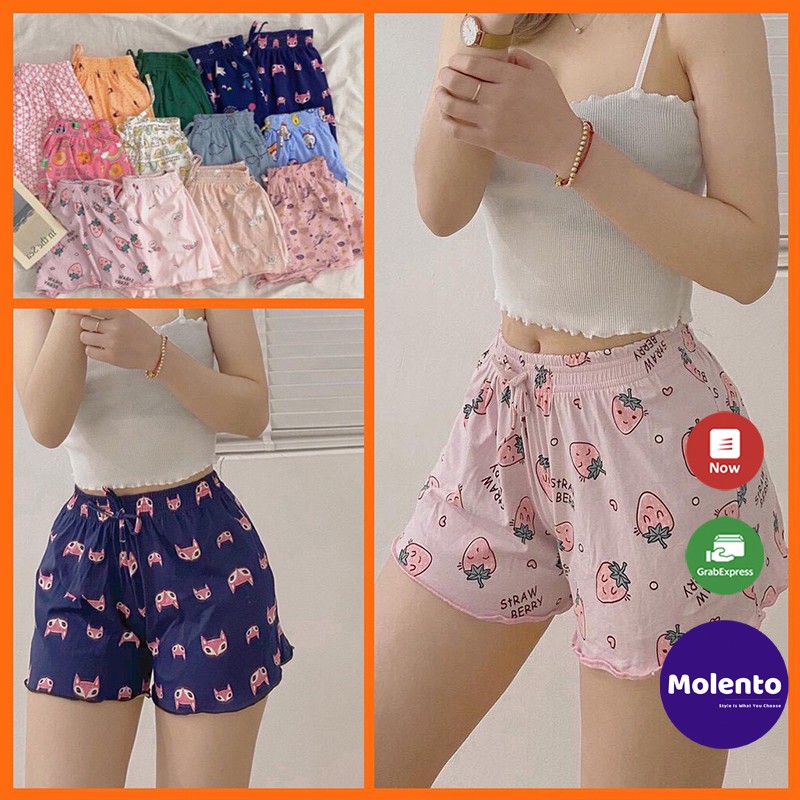 Quần đùi vải nữ mặc nhà, quần short nữ hoa thun cotton dày dặn thoáng mát thấm mồ hôi Molento - X35 | BigBuy360 - bigbuy360.vn