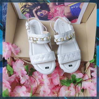 Giày sandal nữ, giày quai hậu nữ trắng đế bằng thiết kế cao cấp phong cách nữ sinh hàn quốc