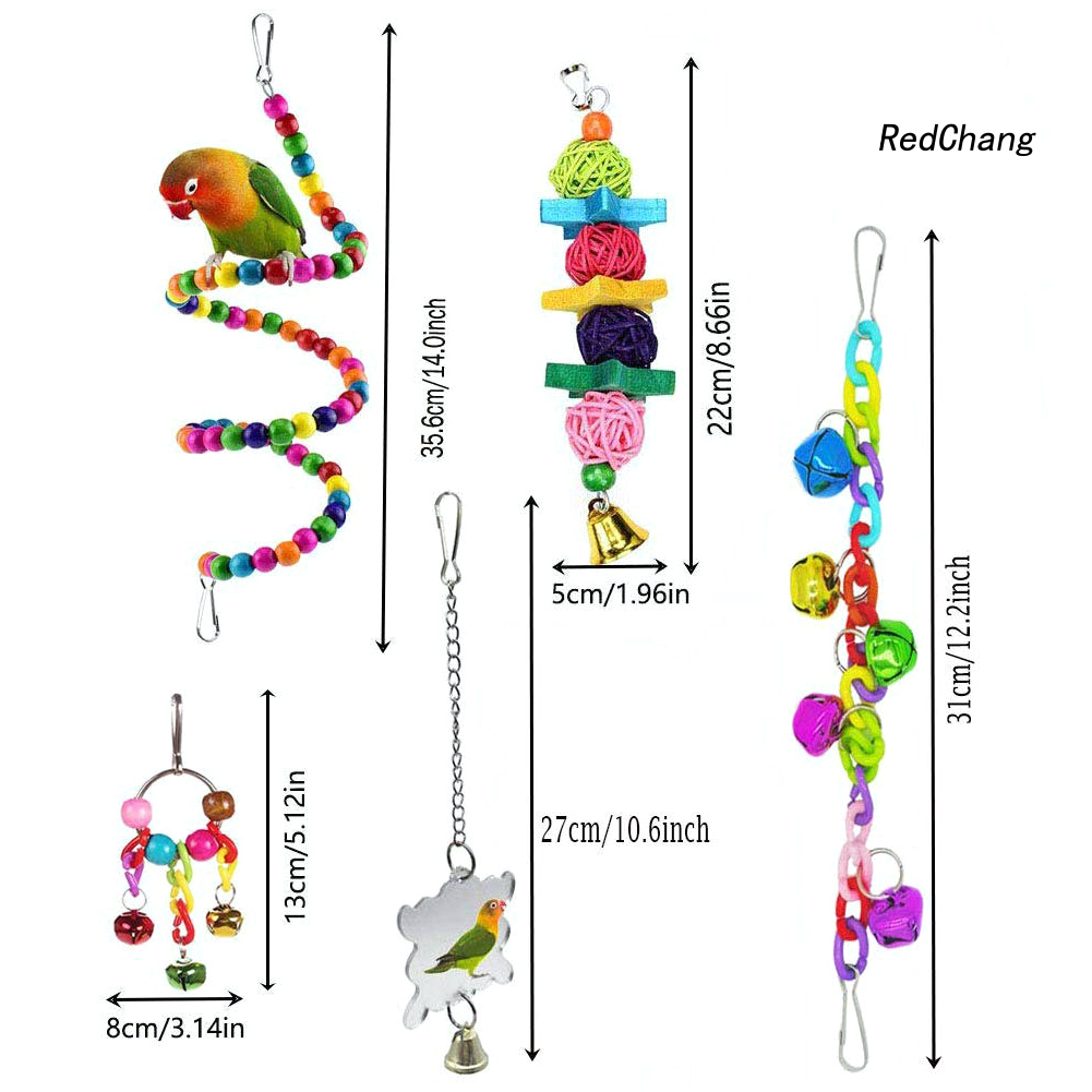 Set 7 món đồ chơi vui nhộn dành cho chim vẹt