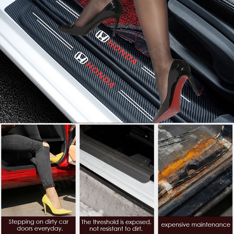 Bộ 4 Miếng Dán Cửa Xe Hơi Bằng Sợi carbon Chống Trầy Không Thấm Nước