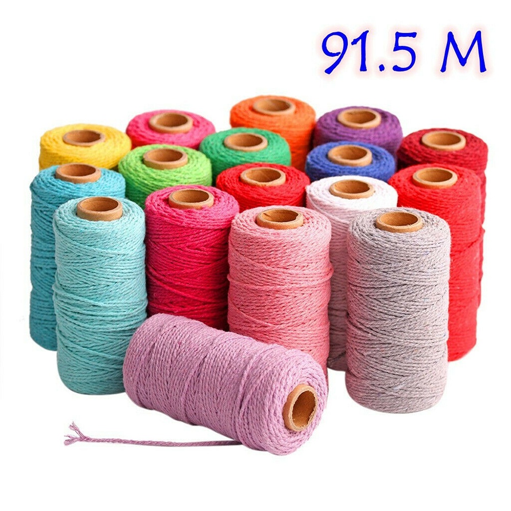 Cuộn Dây Cotton Lanh Nhiều Màu 100m 2mm Dùng Làm Đồ Thủ Công Diy