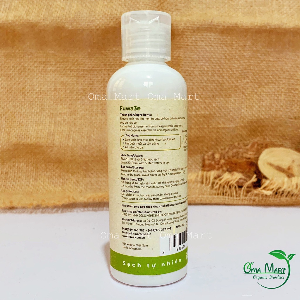 Nước lau sàn tự nhiên Fuwa3e 100ml (mùi sả chanh)