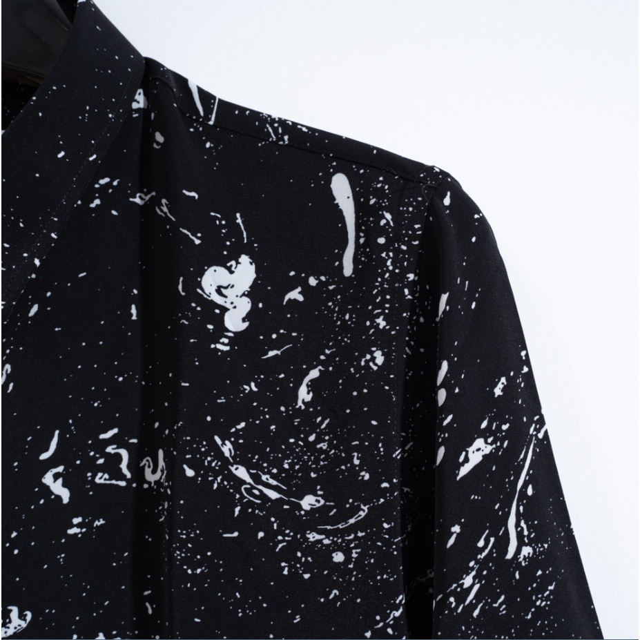 Áo sơ mi nam dài tay chất lụa mềm mại chống nhăn họa tiết vẩy sơn cực bad boy