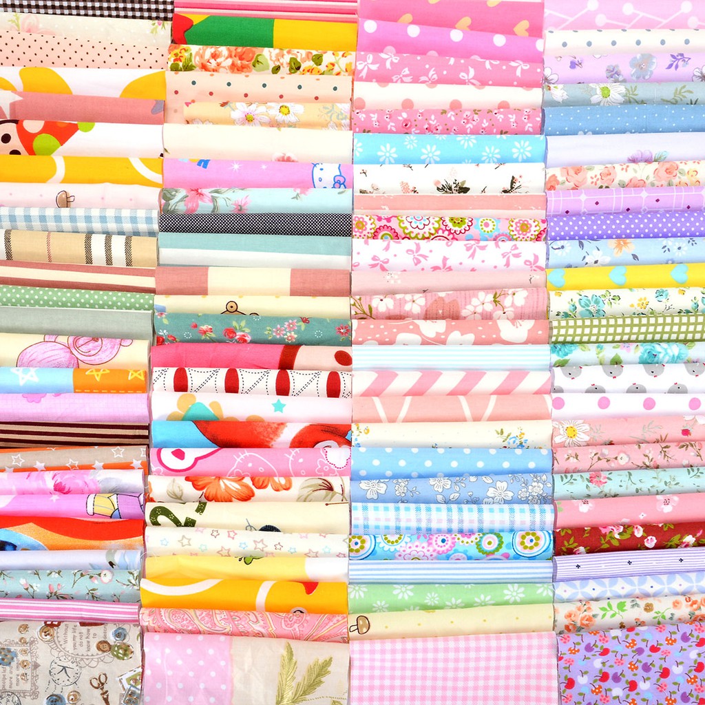 100 Mảnh Vải Hoa Bằng Cotton Kích Thước 12 * 10cm