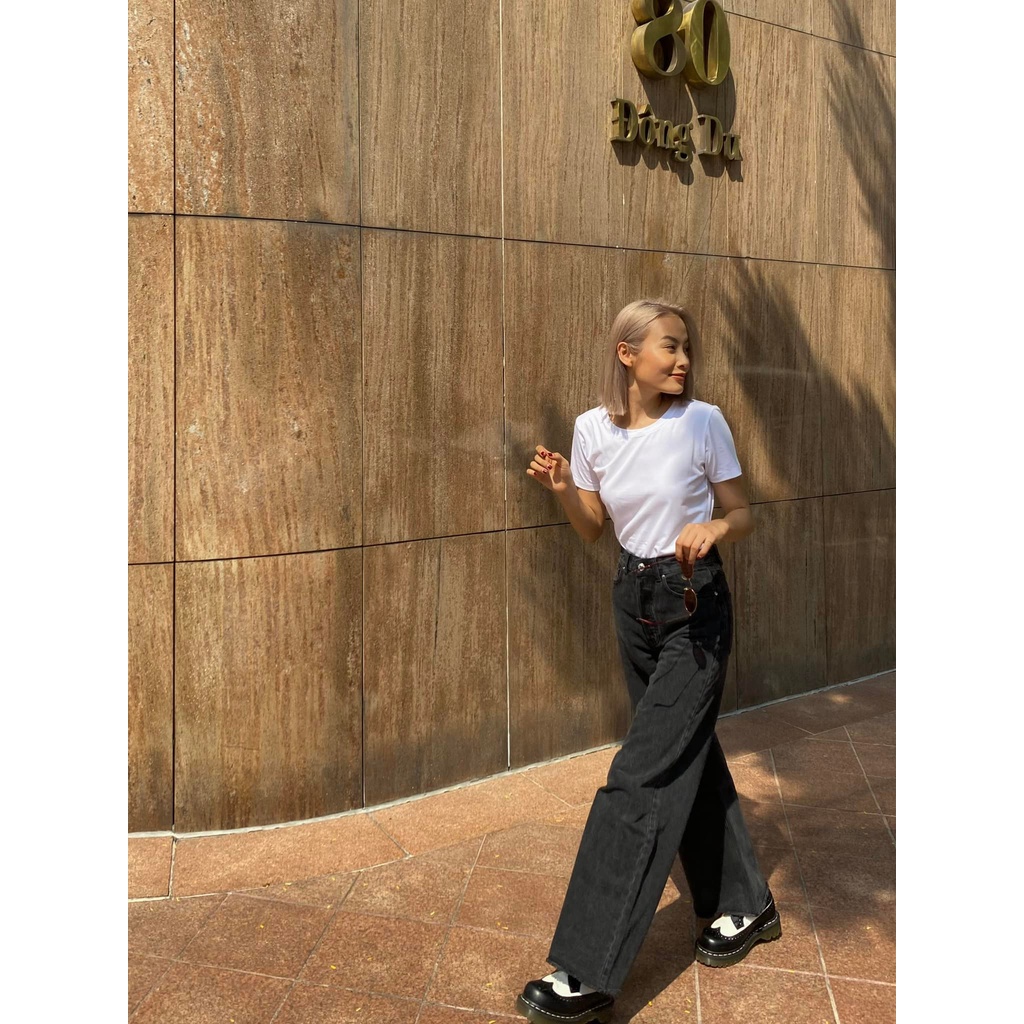 TheBlueTshirt - Quần Jeans Ống Rộng Màu Xám - City Wide Leg Jeans - Urban Grey