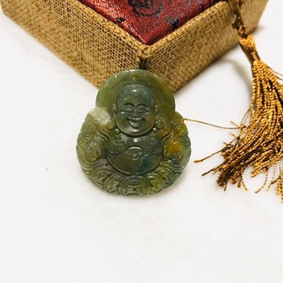  MẶT DÂY CHUYỀN PHẬT DI LẶC ĐÁ CANXEDON THIÊN NHIÊN TẶNG KÈM DÂY ĐEO
