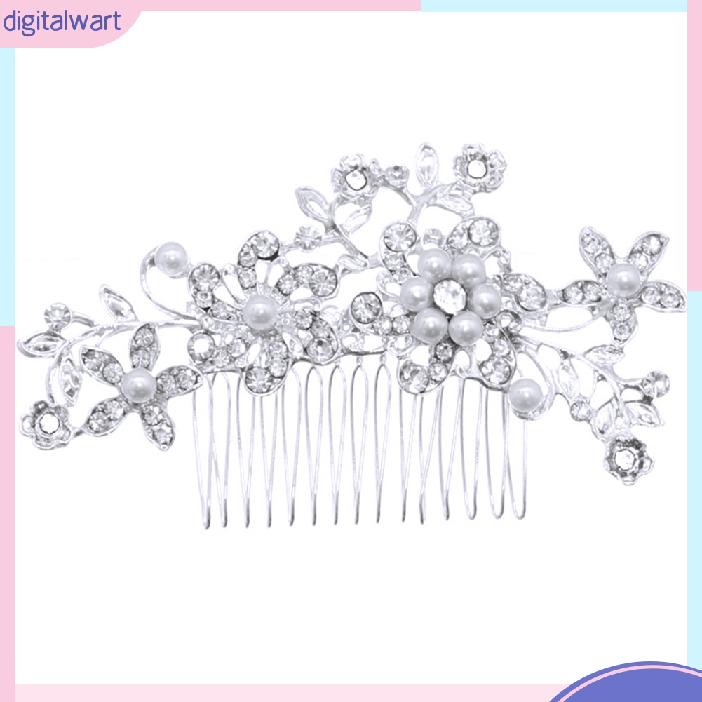 Lược Cài Tóc Hình Bông Hoa Đính Ngọc Trai Nhân Tạo Sang Trọng