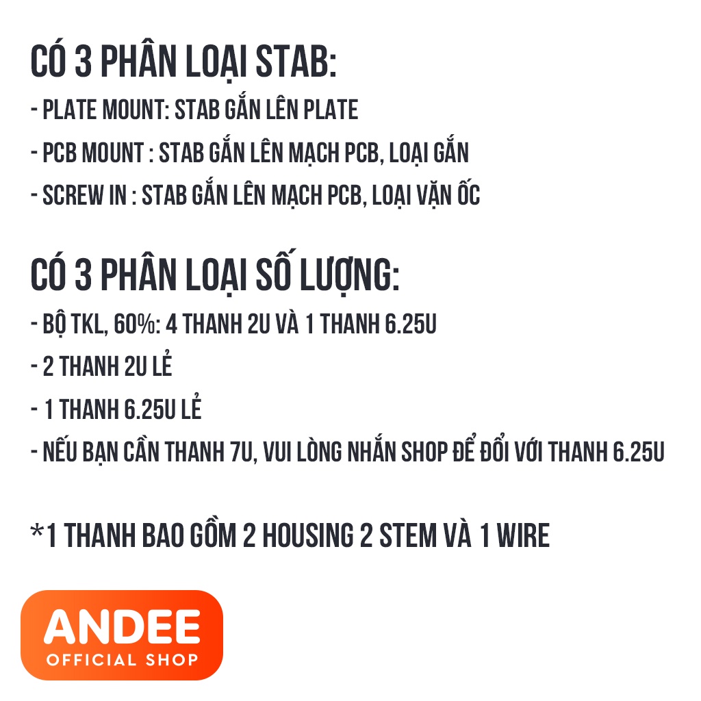 Cherry Stabilizer stab thanh cân bằng cho bàn phím cơ chính hãng plate mount pcb mount screw in