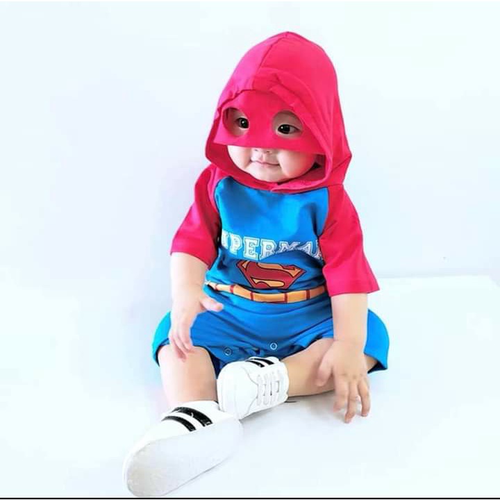 Body ngắn tay body đùi Cotton mềm mịn mẫu siêu anh hùng cho bé trai bé gái dễ thương