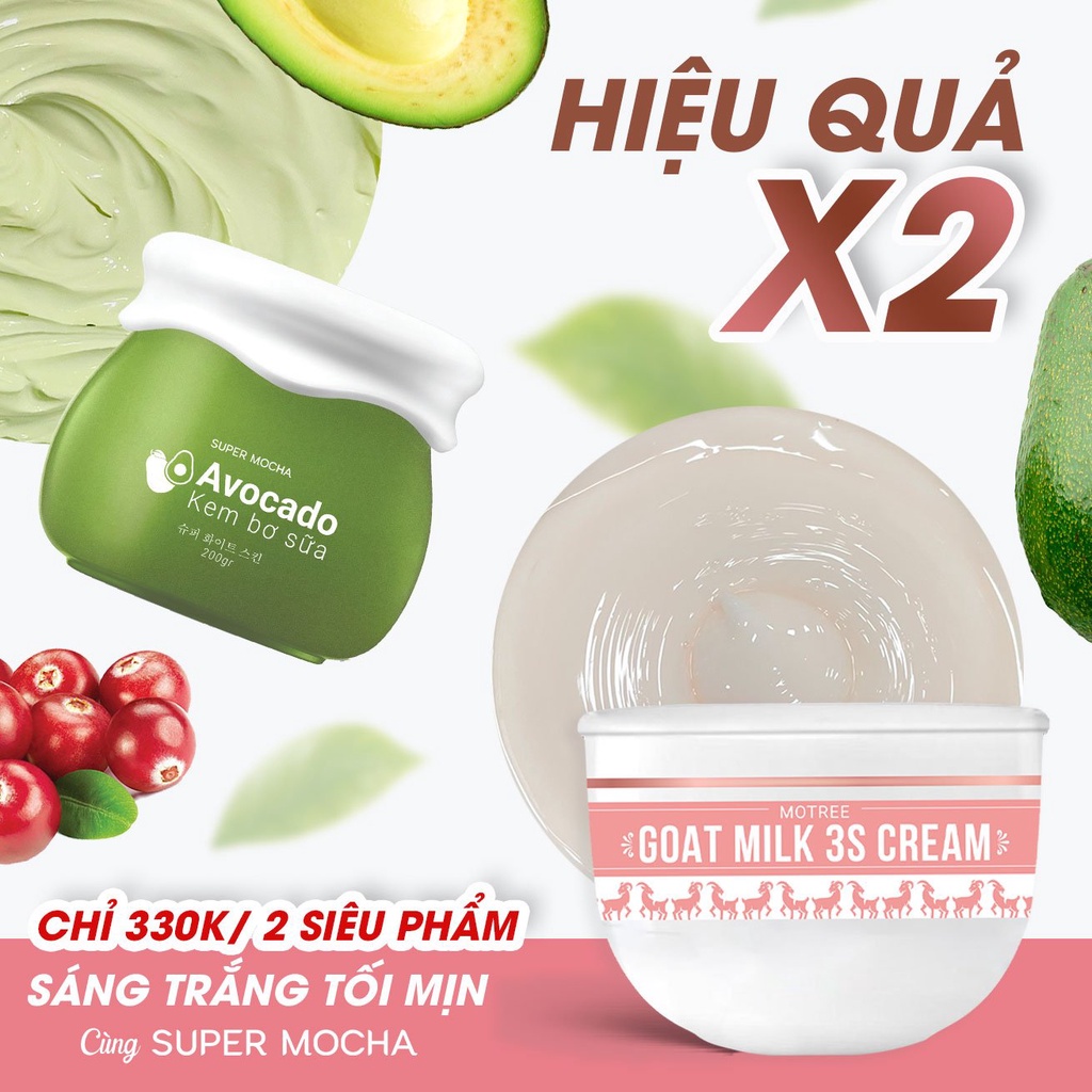 [CHÍNH HÃNG] Kem Bơ Sữa + Body Sữa Dê MOCHA - Bộ Đôi Siêu Dưỡng Trắng Da 200ml