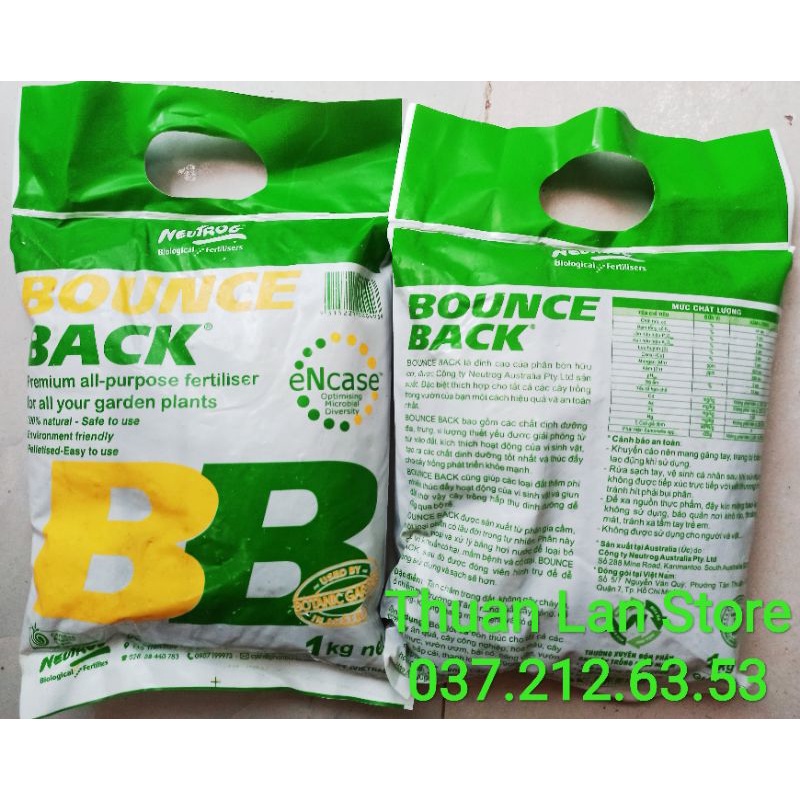 Set 2gói Phân Hữu Cơ Úc - Phân Bón Viên Nén Đậm Đặc BOUNCE BACK gói 1kg