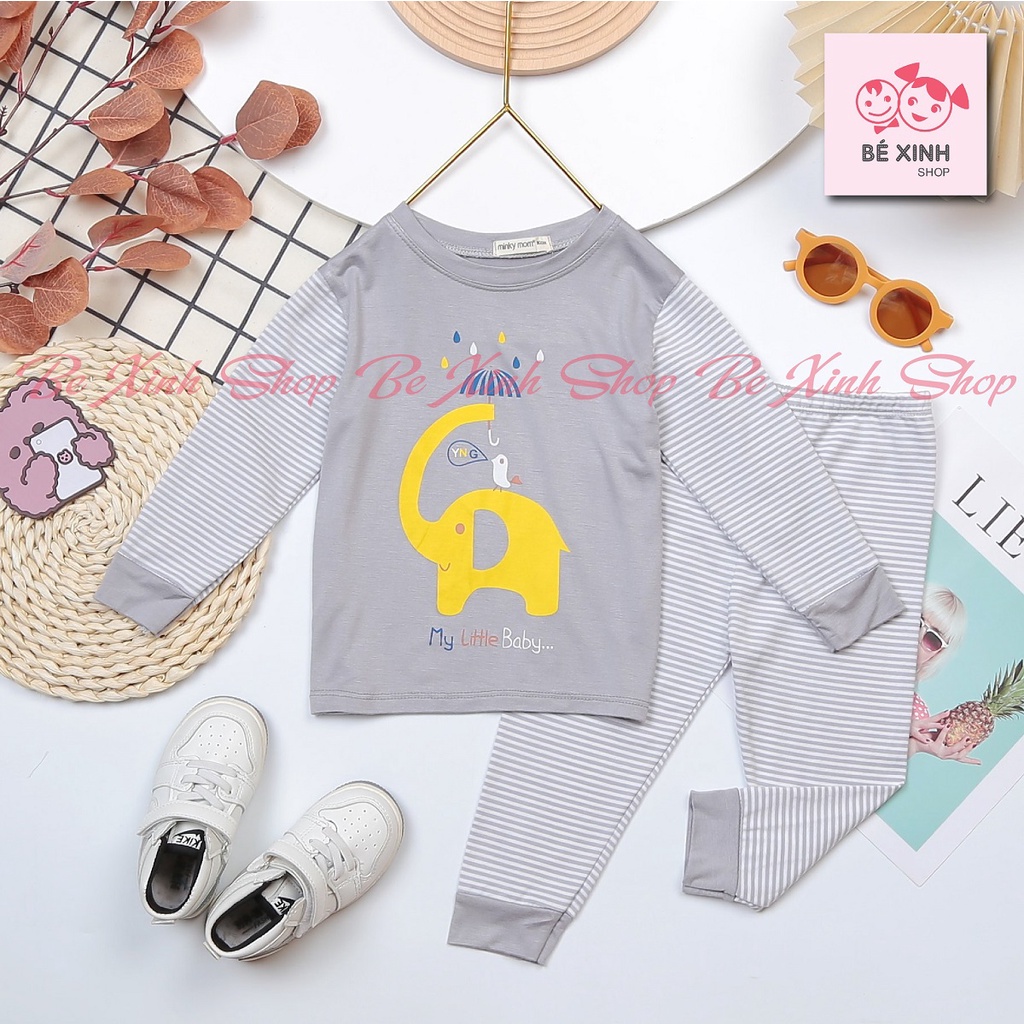 Quần áo đồ bộ dài tay trẻ em bé trai bé gái Minky Mom  Đồ bộ thun lạnh dài tay thu đông cho bé DÀI_PHỐI_SỌC