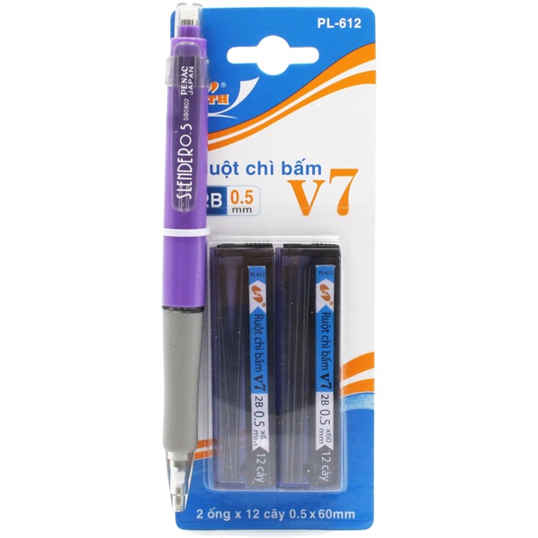 Bộ Bút Chì Bấm 2B 0.5 mm + 2 Hộp Ruột Chì - TTH PL-612 (Mẫu Màu Giao Ngẫu Nhiên)