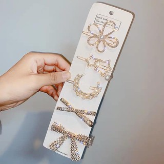 Sét 5 kẹp tóc hàn quốc mẫu mới 2021 ( kẹp hoa, trăng, sao, nơ, kẹp chéo)
