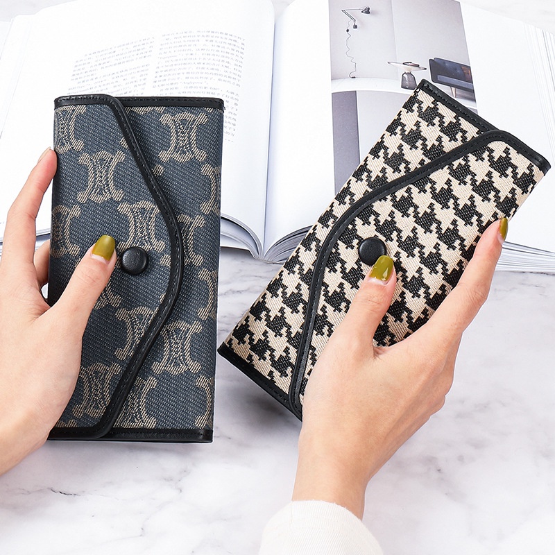 Ví Nữ Dáng Dài Vải Canvas Thiết Kế Nhiều Ngăn Tiện Dụng Phong Cách Retro