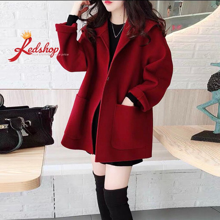 Áo khoác dạ nữ dáng suông cổ thủy thủ cách điệu JOO28210 Redshop Official Store