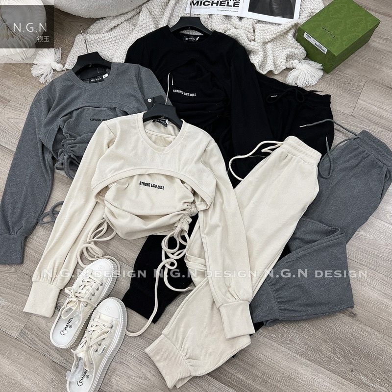 Sét thể thao dúm hông 3 chi tiết