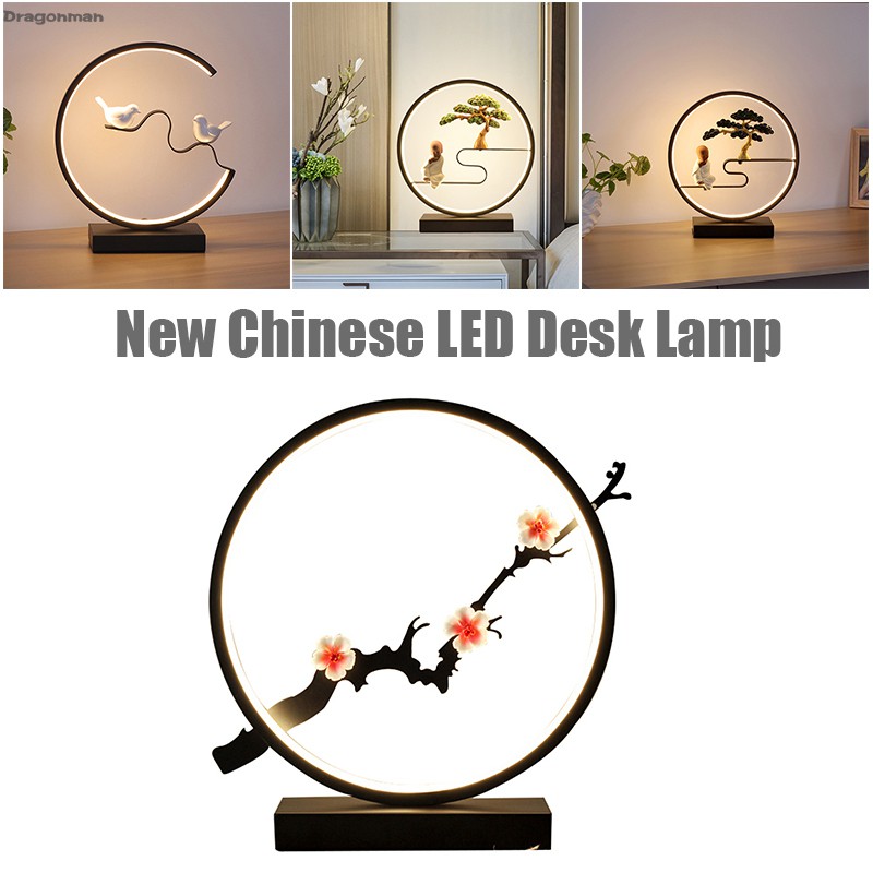  Bedside Table Lamp Office Room Desk Table Lamp Chinese Zen Style Lamp Bedroom Lamp Elegant Study Art Crafts Decor